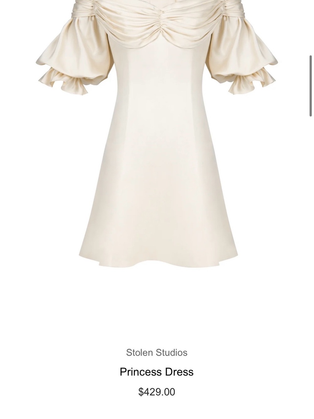 Off-Shoulder Cream Ruffle Sleeve Mini Dress - Picture 2 of 7